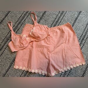 Banana Republic Pink and White Gingham Cotton Short and bralette set.